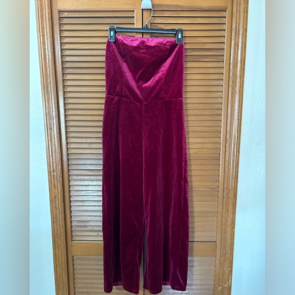Lucy Paris Womens Strapless Velvet Jumpsuit, Burgundy, xs - Picture 5 of 9